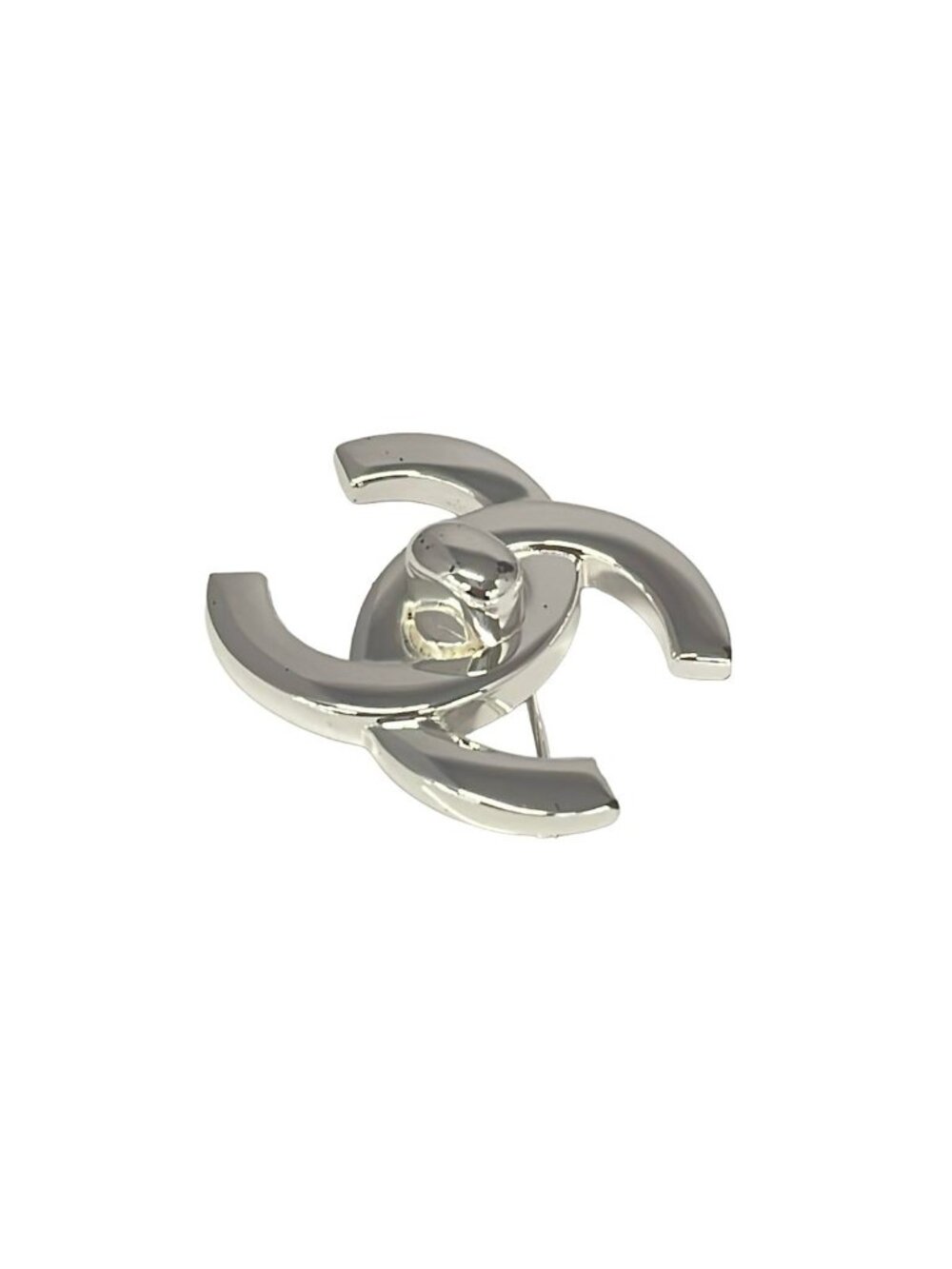 Chanel Brooch Silver CC Logo